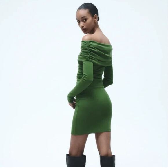 ZARA RUCHED OFF THE SHOULDER DRESS - Picture 5 of 6